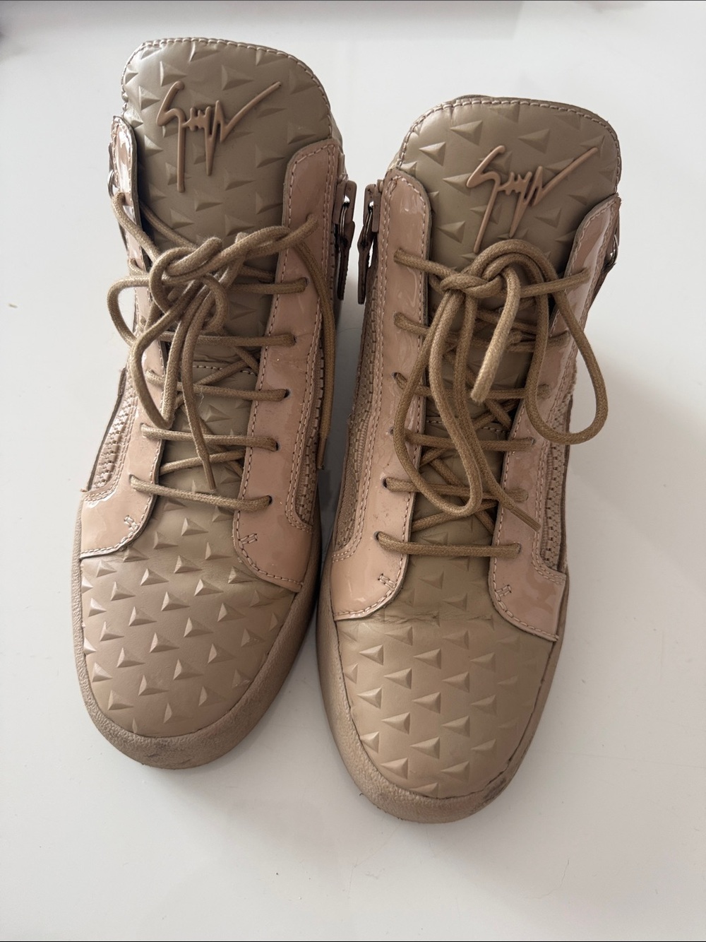 Giuseppe Zanotti Taupe Beige High-Top Sneakers